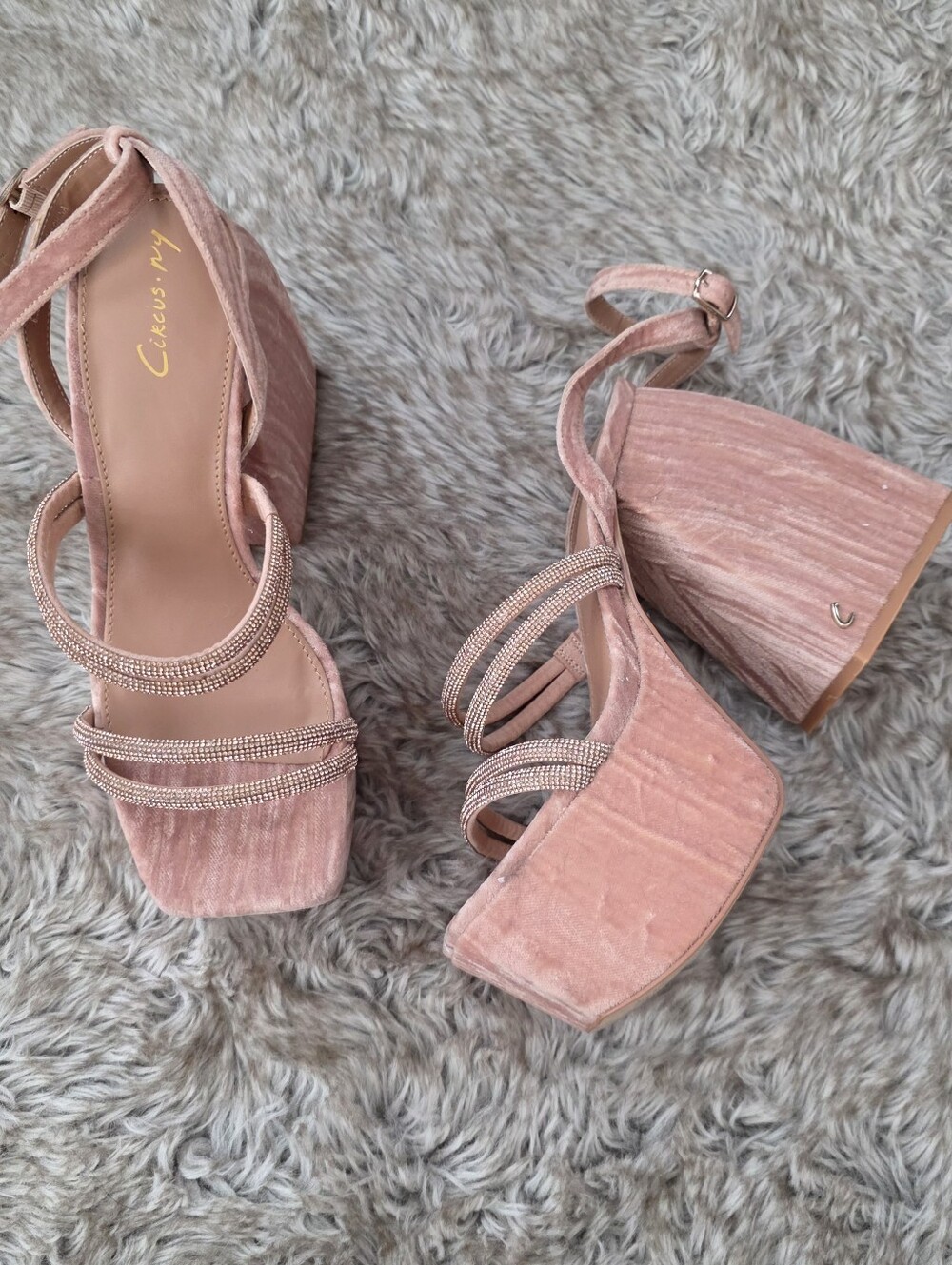 Circus By Sam Edelman Mila Jewel Platform Sandals Pink‎ Velvet Women's Size 6.5